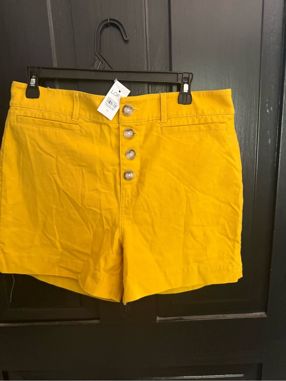 LOFT Bright Yellow High-Waist Button-Front Women’s Shorts